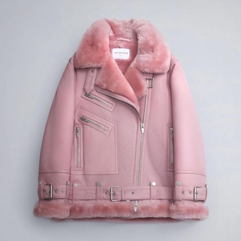 ISO The Arrivals Moya IV Shearling Jacket in Eraser (Pink) XXS
